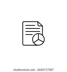 Ícone simples que representa um documento com um gráfico de pizza, simbolizando o relatório de negócios.