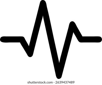 A simple icon depicting a heartbeat or heart rate signal isolated on a white background represents health, medicine, or a vital sign.