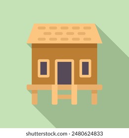 Simple icon depicting a house on stilts, symbolizing a connection to nature and a traditional way of life