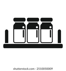 Simple icon depicting a kitchen shelf holding three jars, symbolizing food storage and organization