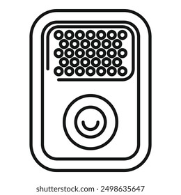 Simple icon depicting a portable speaker playing electronic music