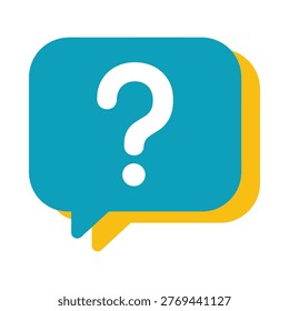 Simple icon depicting a question mark inside a speech bubble, suggesting inquiry.