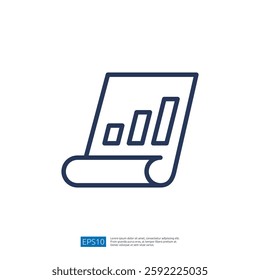 A simple icon depicting a rolled-up chart with ascending bars, representing growth or progress in a business context.