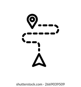 Simple icon depicting a route plan from start to finish.