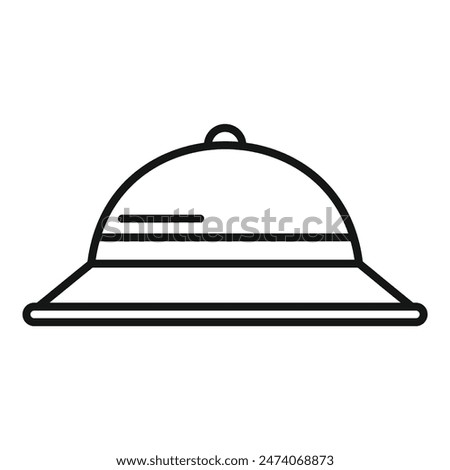 Simple icon depicting a safari pith helmet, bringing to mind images of explorers trekking through the african savanna