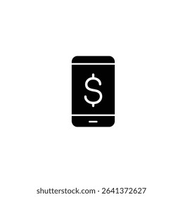 Simple icon depicting a smartphone with a dollar sign, symbolizing mobile payments.