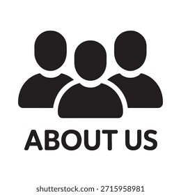 Simple icon depicting three people with the text about us below