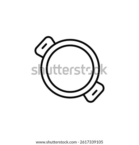 Simple icon depiction of a round cooking pot with side handles design