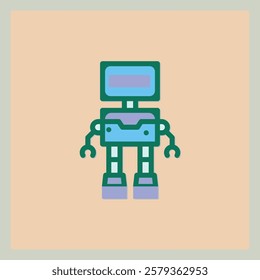 A Simple Icon Design of a Chatbot Robot Featuring Geometric Shapes and Bold Colors