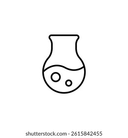 Simple icon design of a laboratory flask with liquid and bubbles inside