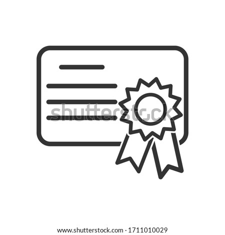 simple icon of a diploma or certificate. Simple stock design isolated on a white background for websites and apps, empty outline.
