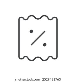 Simple icon of a discount coupon, representing sales or special offers.