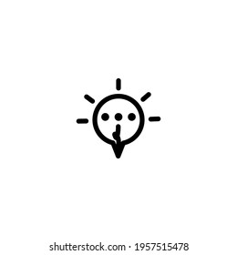 Simple Icon Discussion Pin Idea Vector Illustration Design. Outline Style, Black Solid Color.
