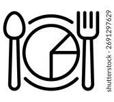 Simple icon of divided food plate with portion sections.