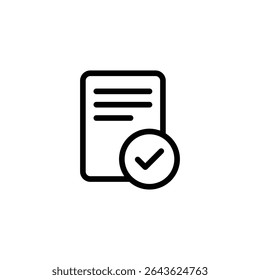 Ícone simples de um documento com uma marca de seleção, indicando aprovação ou conclusão.
