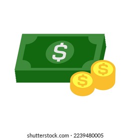 Simple Icon of Dollar and Cent Coin Money with Yellow Green and White color. Perfect for money icon or asset design.