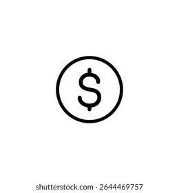 Simple icon of a dollar sign in a circle, representing finance and money.