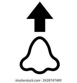 Einfache Symbolzeichnung einer Nase und Pfeile in der Linienzeichnung