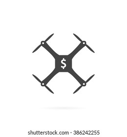 Simple icon of drone. Gray isolated on white.