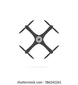 Simple icon of drone. Gray isolated on white.