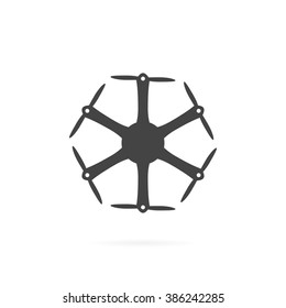 Simple icon of drone. Gray isolated on white.