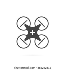 Simple icon of drone. Gray isolated on white.