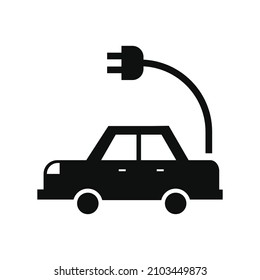Simple icon of Electric car station for recharging the energy vector design