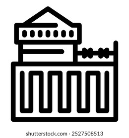 Simple icon of an electrical substation building supplying electricity