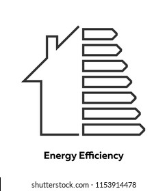 Simple Icon Energy Efficiency With Classification Graph In Outline Style On Isolated Background. From Set Is Ecology And Recycle With Decorative Colorful Elements