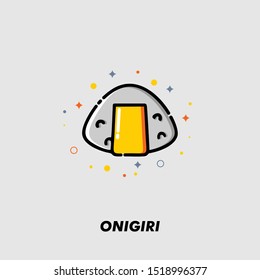 Simple Icon of Fast Food Oniigiri With Flat Filled Outline Style Vector Illustration