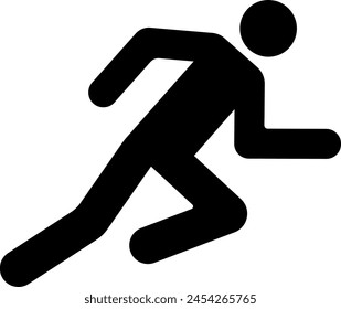 A simple icon of a fast running man in the form of a human silhouette