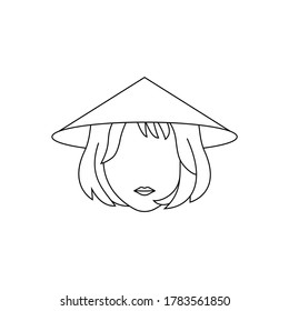 Simple Icon of Female Asian Farmer With Short Wavy Haircut