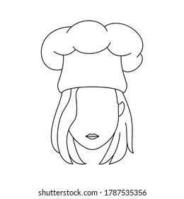 Icono simple de la mujer chef con corte de pelo de longitud media