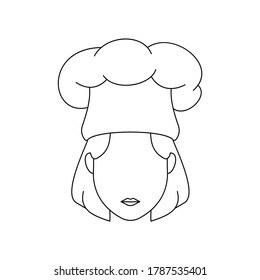 Simple Icon of Female Chef With Middle Part Haircut