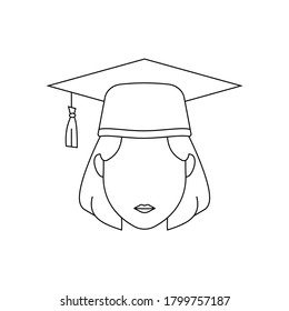 Simple Icon of Female College Student With Middle Part Haircut