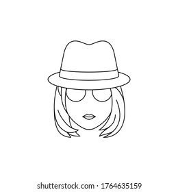 Simple Icon of Female Detective With Side-Swept Bangs Wearing Sunglasses