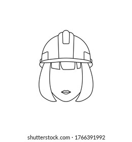 Simple Icon of Female Engineer With French Bob Haircut