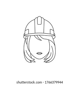 Simple Icon of Female Engineer With Side-Swept Bangs