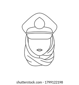 Simple Icon of Female Police Officer With Headscarf