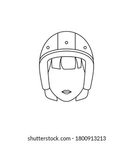 Simple Icon of Female Scooter Rider With French Bob Hairstyle