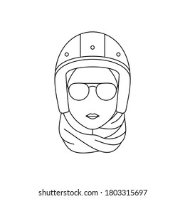 Simple Icon of Female Scooter Rider With Headscarf Wearing Sunglasses