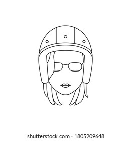 Simple Icon of Female Scooter Rider With Medium Length Haircut Wearing Square Glasses