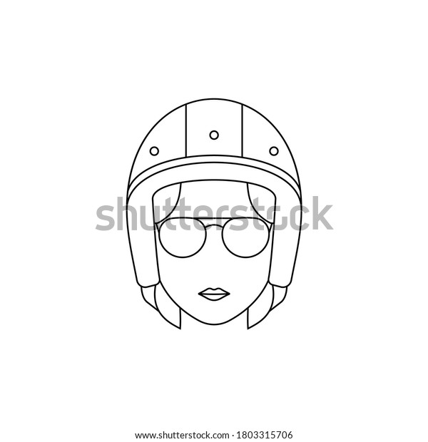 Simple Icon of Female Scooter Rider With\
Midlle Part Haircut Wearing\
Sunglasses