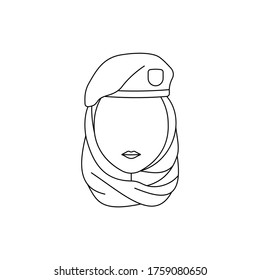 Simple Icon Of Female Soldier With Headscarf