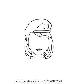 Simple Icon Of Female Soldier With Side-Swept Bangs