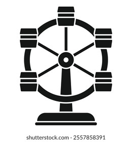 Simple icon of a ferris wheel with cabins rotating at an amusement park