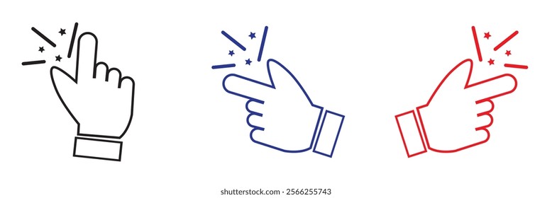 simple icon, finger snapping thin line symbol isolated on white background, editable stroke eps 10 vector illustration
