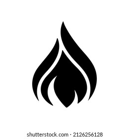 Simple icon of fire, flame logo. Black icon on white background