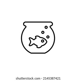
simple icon of fish in aquarium on white background