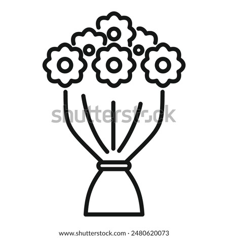 Simple icon of flowers wrapped in decorative paper, sending a message of love and support